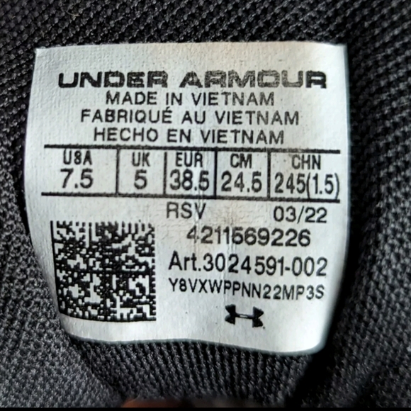 Under Armour charger assert sneakers black men's size 7.5 - Picture 7 of 7